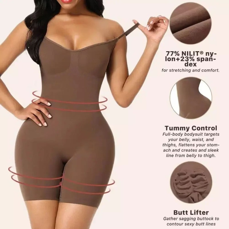 Seamless Shapewear Bodysuit Tummy Control Waist Cincher Slimming OnePiece With Hip Lift Bust Supp 7