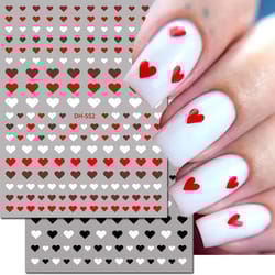3d nail art stickers love hearts stars clouds – red black white adhesive nail decals sliders for french tips manicure