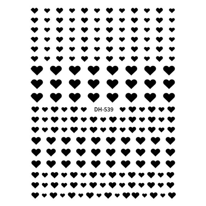 3D Nail Art Stickers Love Hearts Stars Clouds Red Black White Adhesive Nail Decals Sliders For Fre