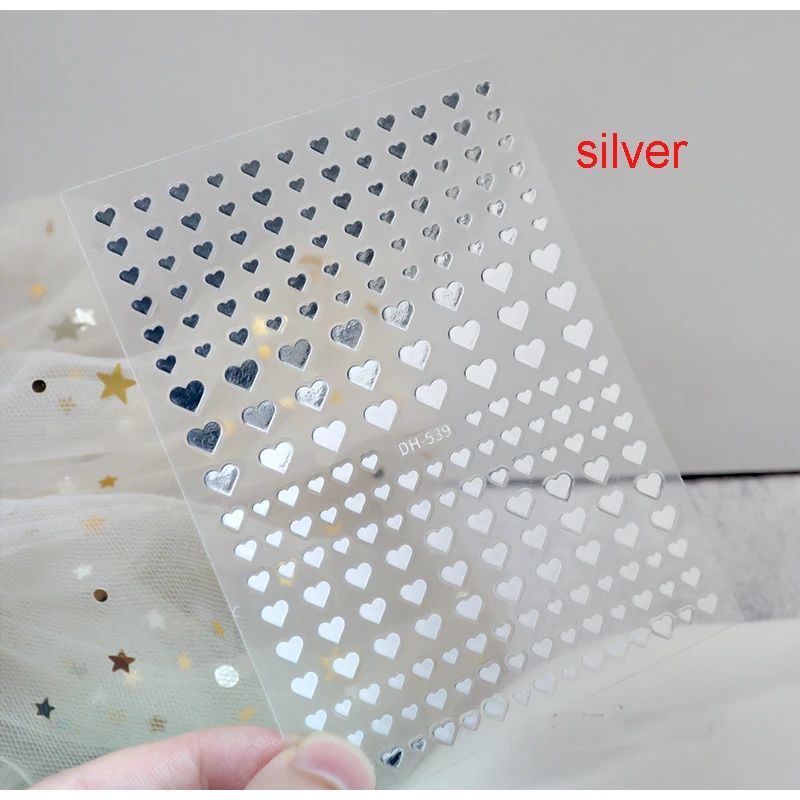 3D Nail Art Stickers Love Hearts Stars Clouds Red Black White Adhesive Nail Decals Sliders For Fre