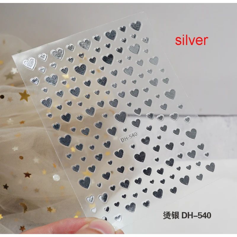 3D Nail Art Stickers Love Hearts Stars Clouds Red Black White Adhesive Nail Decals Sliders For Fre