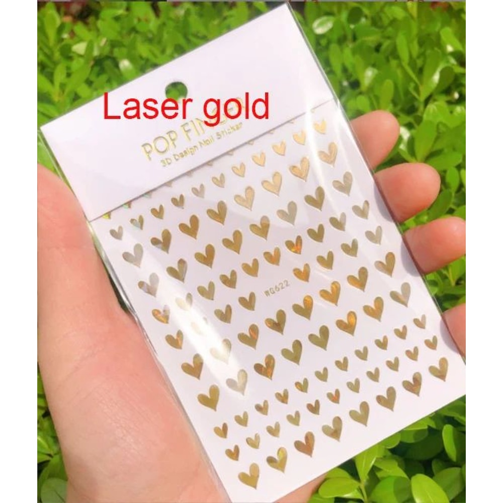 3D Nail Art Stickers Love Hearts Stars Clouds – Red Black White Adhesive Nail Decals Sliders for French Tips Manicure