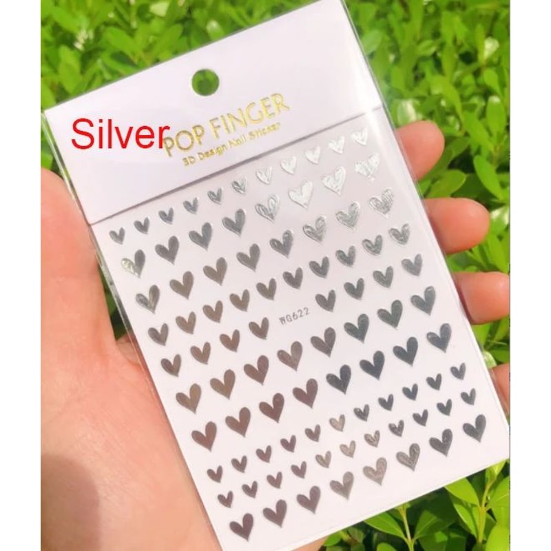 3D Nail Art Stickers Love Hearts Stars Clouds Red Black White Adhesive Nail Decals Sliders For Fre 28