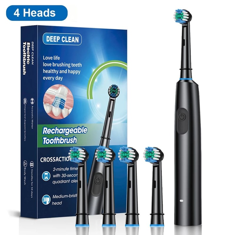Rechargeable Rotary Electric Toothbrush For Adults 5 Modes 30Day Battery Round Brush Head With 8 S 6