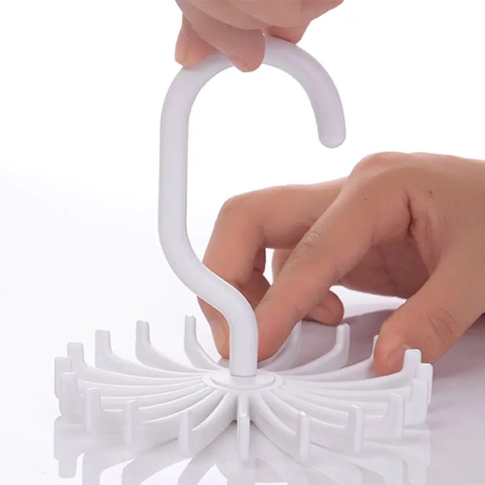 360 Rotating Tie Scarf Hanger Rack 20Hook Organizer For Belts Scarves Ties Closet Storage 2