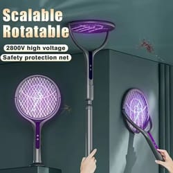 2-in-1 electric mosquito swatter & trap lamp – rechargeable bug zapper racket with uv light for home