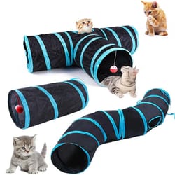 foldable cat tunnel toy – s-type play tunnel with crinkle paper, breathable indoor cat exercise tube