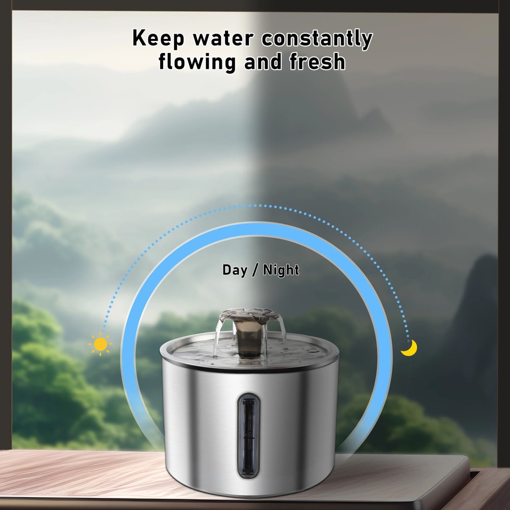 Stainless Steel Cat Water Fountain Automatic Pet Water Dispenser For Cats Dogs Quiet Flow Bowl 4
