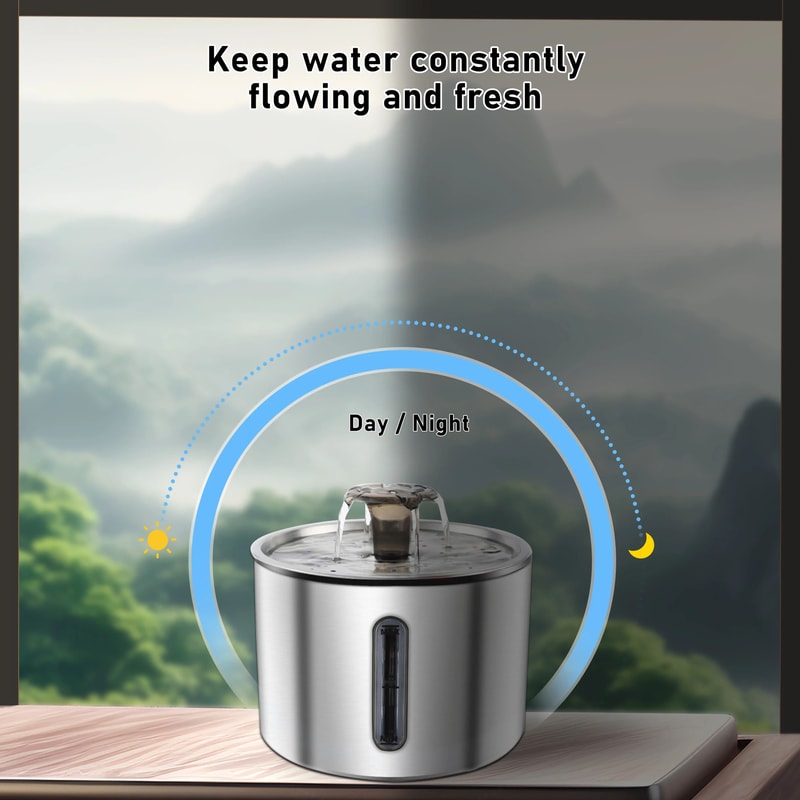 Stainless Steel Cat Water Fountain Automatic Pet Water Dispenser For Cats Dogs Quiet Flow Bowl 4