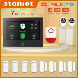 staniot 7 inches smart home alarm system – wifi & 4g tuya security kit with 120db siren, 5000mah battery, alexa/google
