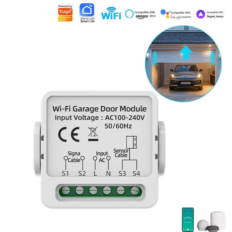 WG01 Tuya Smart Garage Door Opener Controller With Dry Contact Switch WiFi Remote Control Alexa Go 6