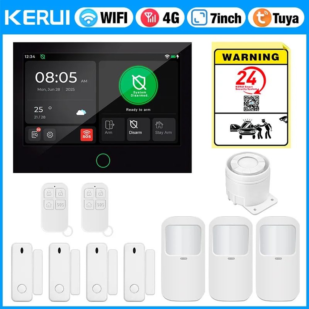 KERUI Tuya Smart 4G WiFi Home Alarm System With 7Inch Touch Screen Voice Control AppBased House Se 10