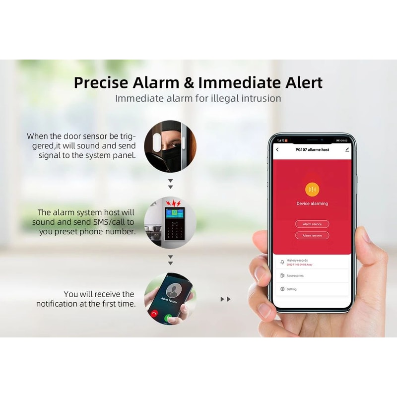 PG109 Tuya Smart WiFi GSM Home Alarm System With 43Inch Display App Control Temperature Monitor 9
