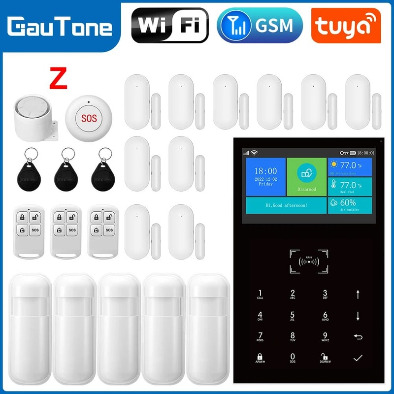 PG109 Tuya Smart WiFi GSM Home Alarm System With 43Inch Display App Control Temperature Monitor 22