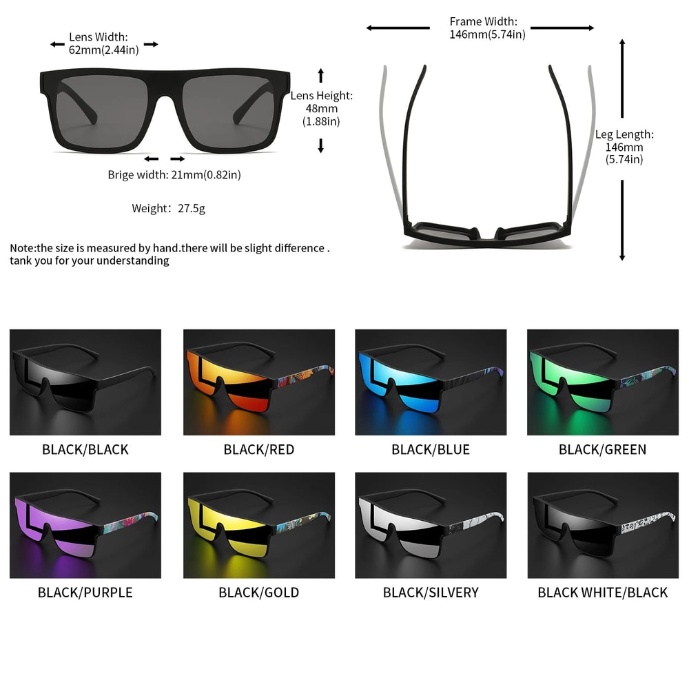Colorful Square Sports Sunglasses UV400 OnePiece Lens Unisex Outdoor Glasses For Cycling Hiking Be 2