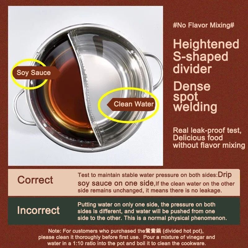 Stainless Steel Double Sided Hot Pot Cooker Twin Divided Chinese Hotpot Pot For Gas Induction Stov 2