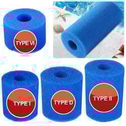 reusable pool filter sponge cartridge for type i/ii/vi/d pumps, washable foam filter for cleaner pool water