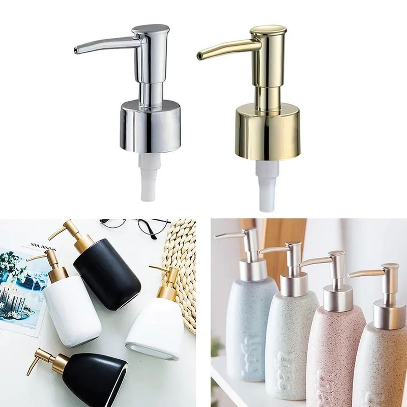 Soap Dispenser Pump Replacement Head Brushed Finish Reusable Lotion Pump With Leakproof Gasket For 1