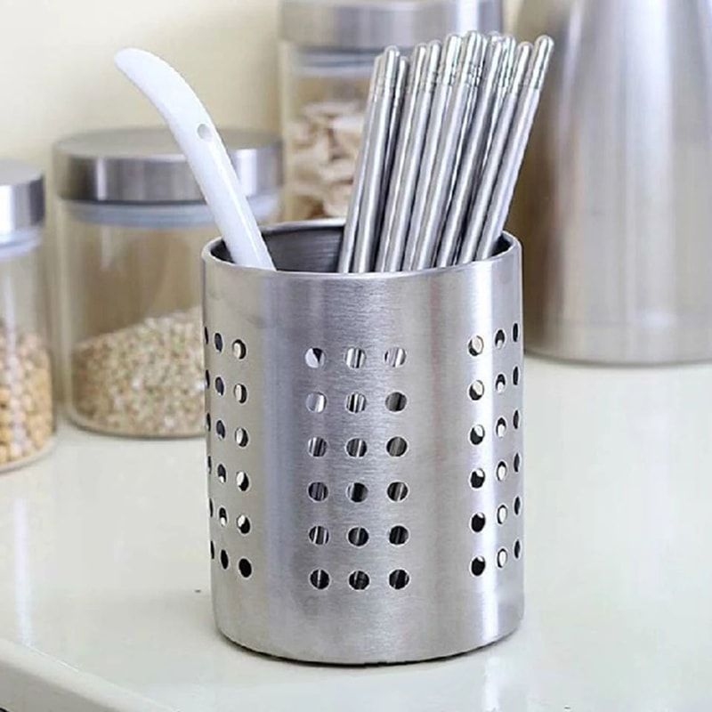 Stainless Steel Cutlery Holder Organizer With Drainage AntiRust Utensil Drying Rack For Spoon Fork 1