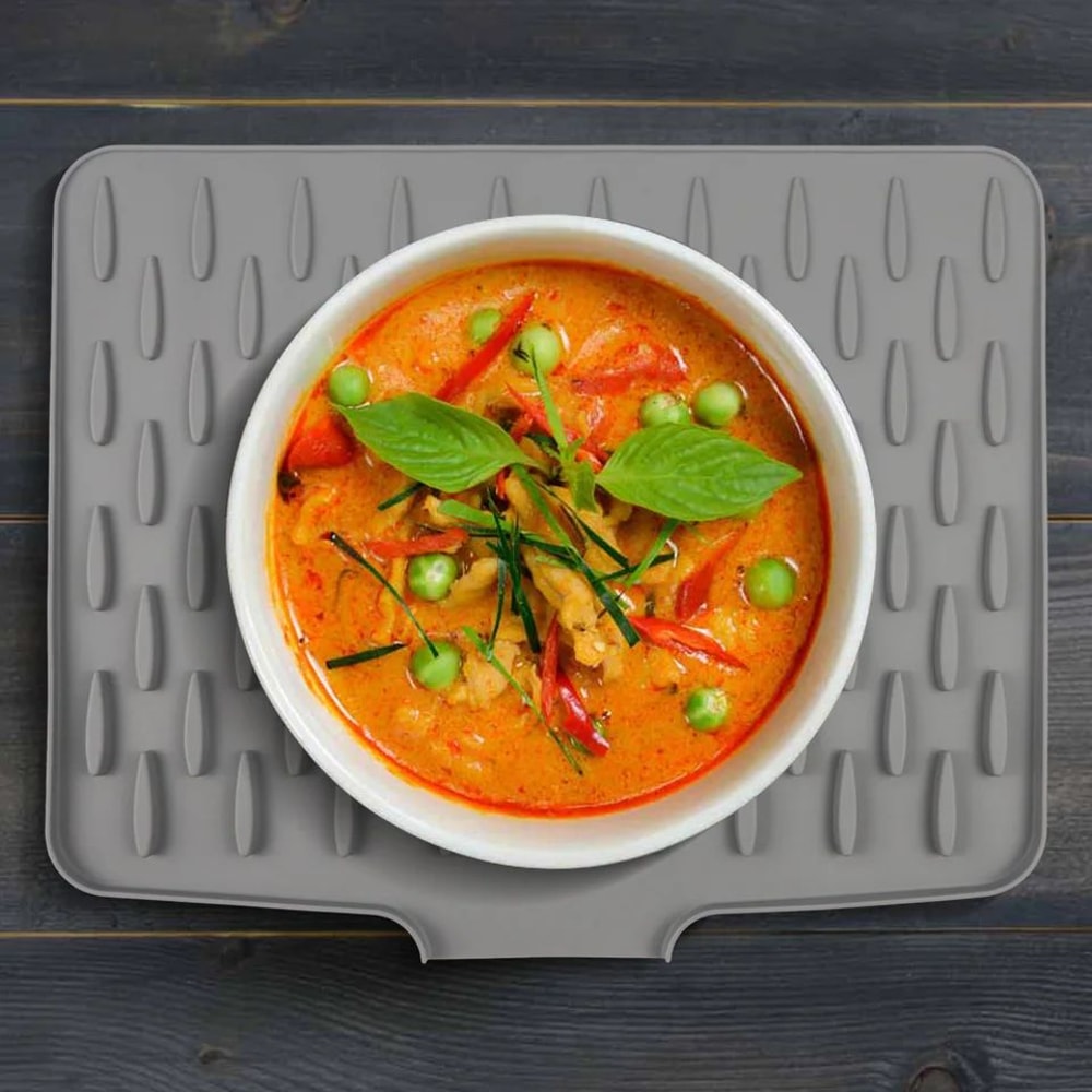 Silicone Dish Drying Mat With Tilted Drain NonSlip Kitchen Counter Drainer Pad HeatResistant Water 2