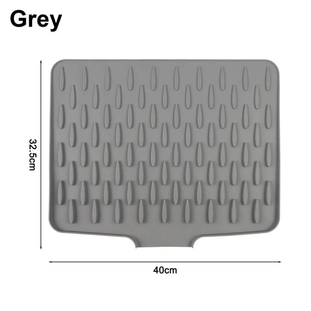 Silicone Dish Drying Mat With Tilted Drain NonSlip Kitchen Counter Drainer Pad HeatResistant Water 3