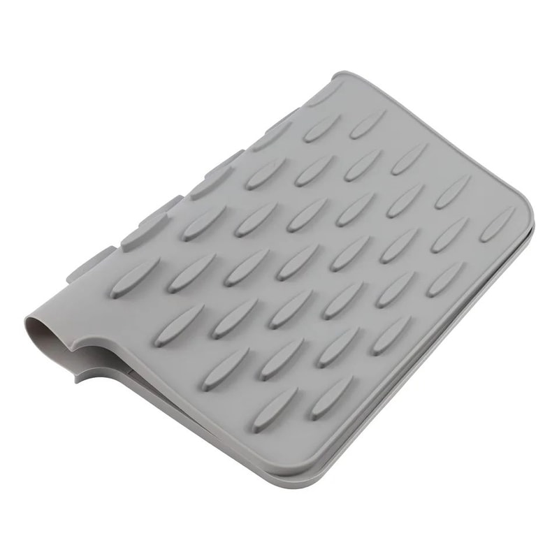 Silicone Dish Drying Mat With Tilted Drain NonSlip Kitchen Counter Drainer Pad HeatResistant Water 4