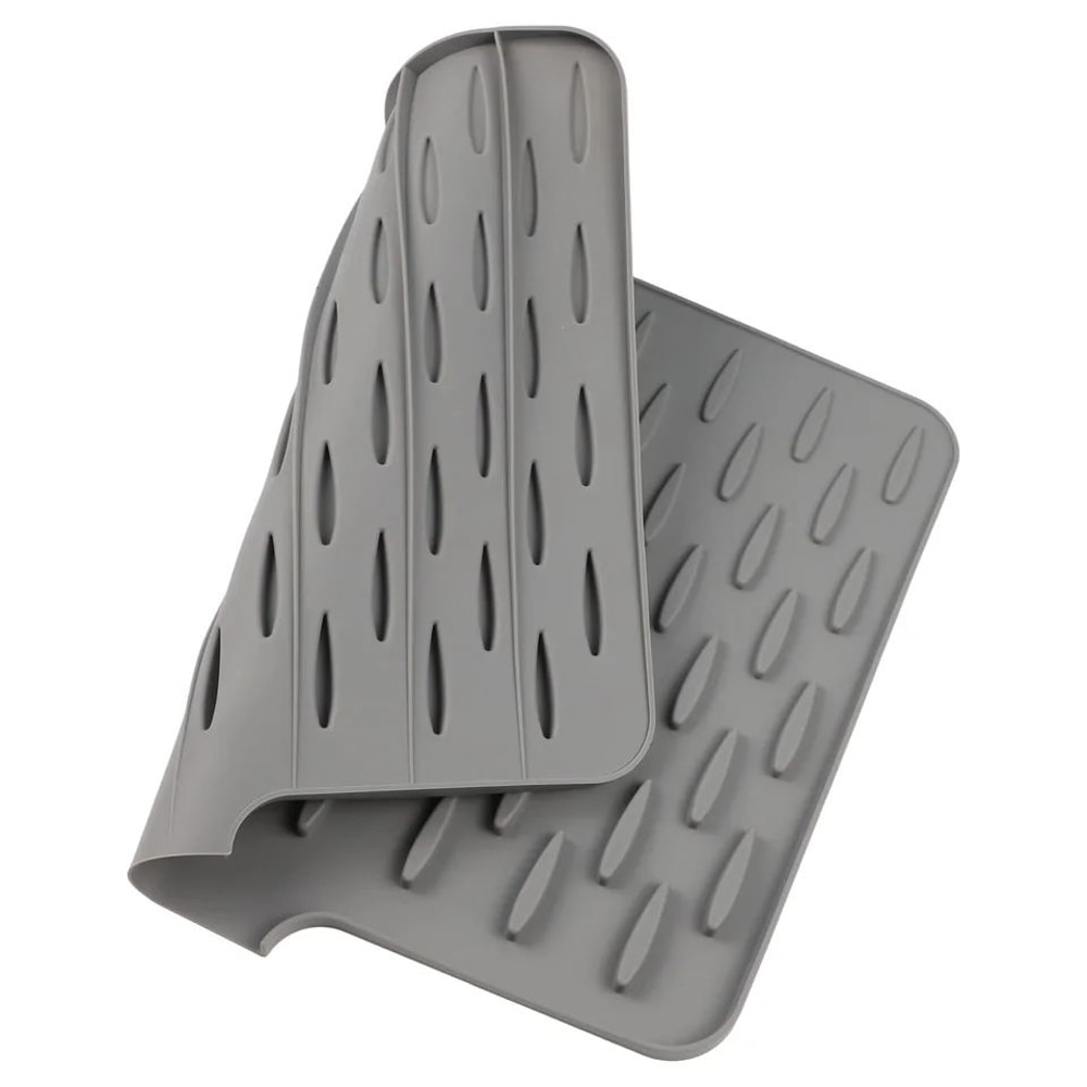 Silicone Dish Drying Mat With Tilted Drain NonSlip Kitchen Counter Drainer Pad HeatResistant Water 5