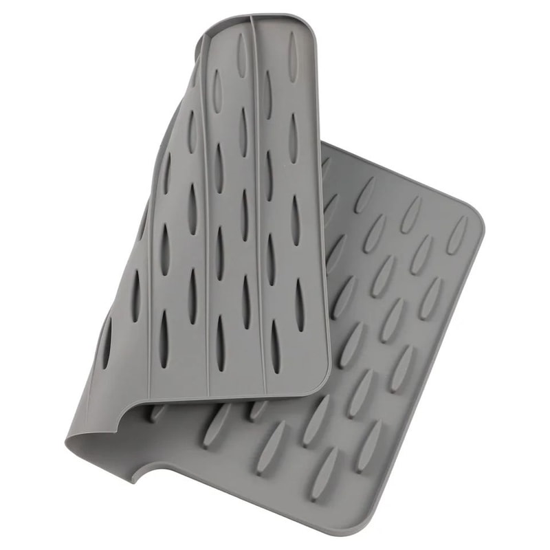 Silicone Dish Drying Mat With Tilted Drain NonSlip Kitchen Counter Drainer Pad HeatResistant Water 5