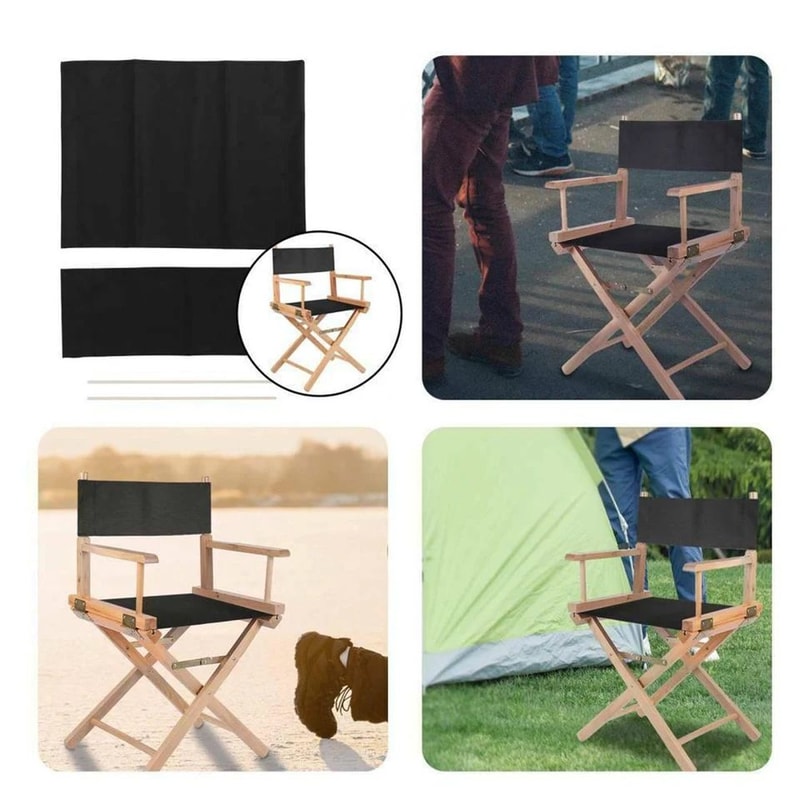 Washable Director Chair Seat Cover Replacement Set Polyester Sling Canvas For Outdoor Camping Garde 2