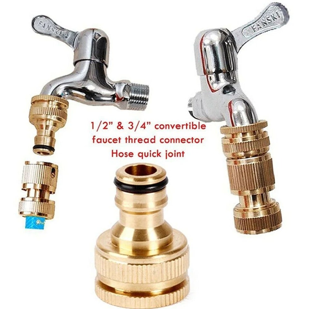 Brass Faucet Adapter G34 To G12 2in1 Garden Hose Tap Connector For Washing Machine Dishwasher Threa 2