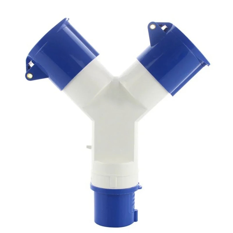 220V Industrial 2Way Power Splitter Plug IP44 Waterproof 3Pin Field Plug To Dual Socket Adapter 16A 1