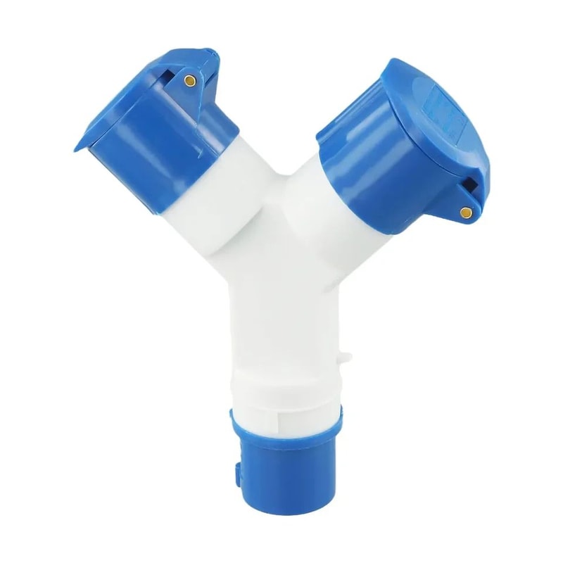 220V Industrial 2Way Power Splitter Plug IP44 Waterproof 3Pin Field Plug To Dual Socket Adapter 16A 2
