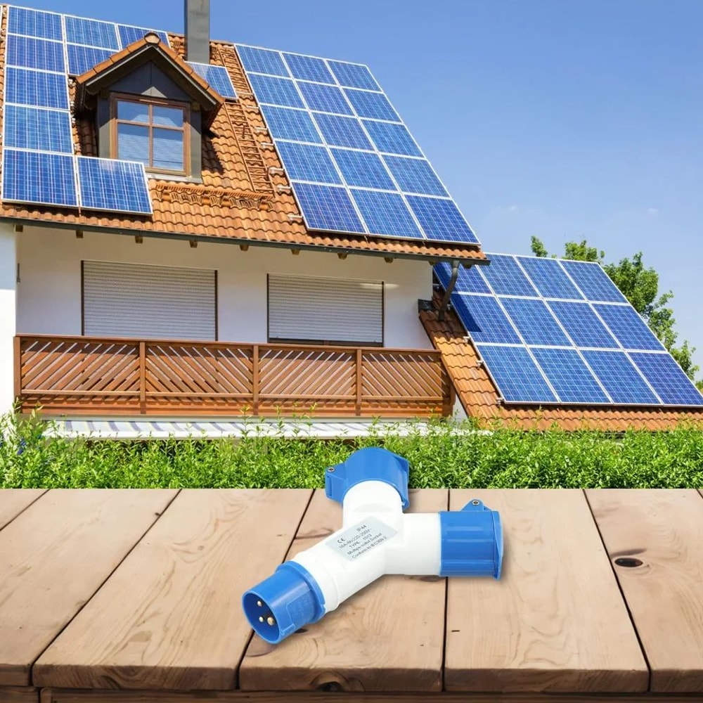 220V Industrial 2Way Power Splitter Plug IP44 Waterproof 3Pin Field Plug To Dual Socket Adapter 16A 5