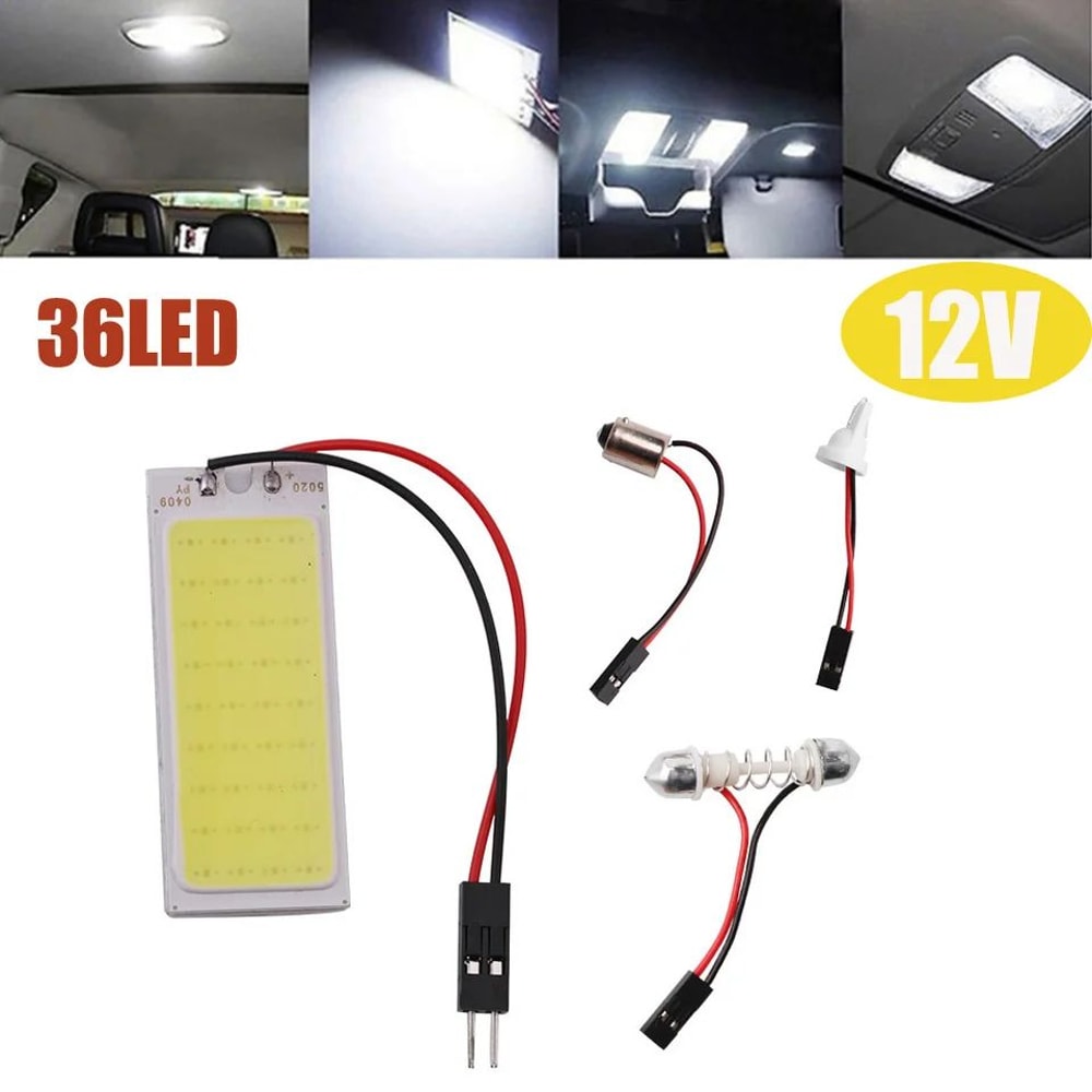T10 W5W COB LED Interior Car Bulb 16243648SMD 6000K Super White Dome Reading Panel Light 12V 3