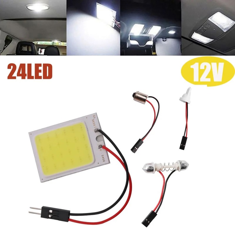 T10 W5W COB LED Interior Car Bulb 16243648SMD 6000K Super White Dome Reading Panel Light 12V 7