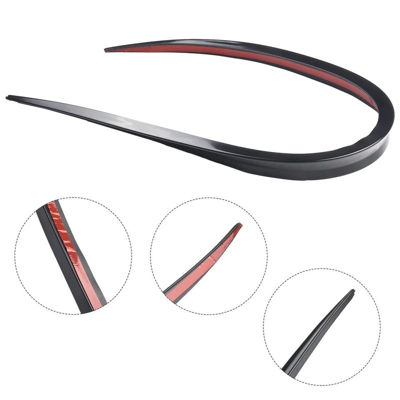 Universal 472in Rear Roof Spoiler Lip Decal Sticker Black Soft PU Trunk Wing Trim With PreApplied 2