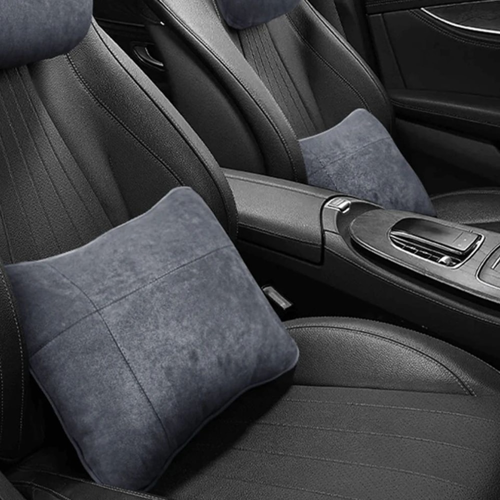 Suede Car Lumbar Support Pillow For Mercedes SMaybach Waist Neck Cushion For Comfort Posture Fat 2
