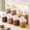 Transparent Food Storage Container With Pour Spout Measuring Cup Lid Cereal Sugar Beans Organizer 1
