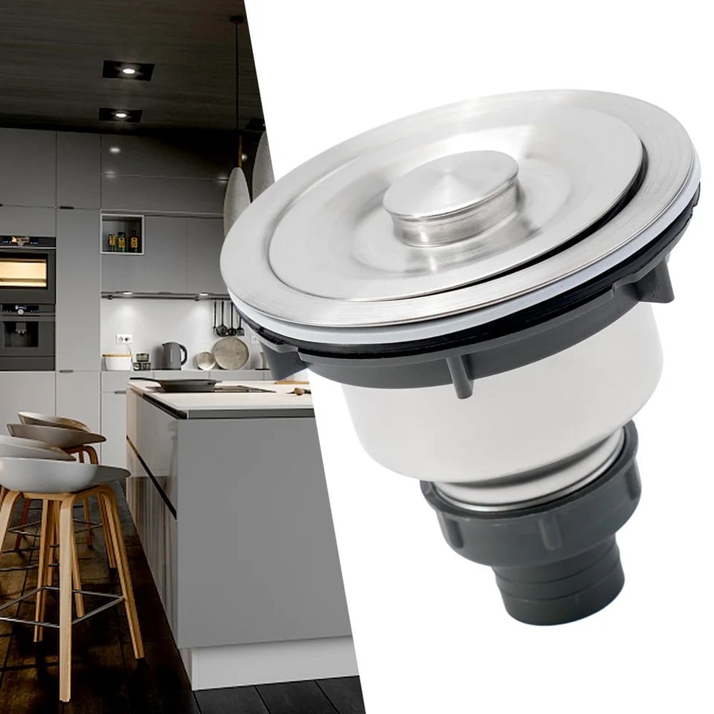 Kitchen Sink Drain Assembly With Basket Strainer Stopper Waste Plug Filter For Basin Drain AntiCl 2