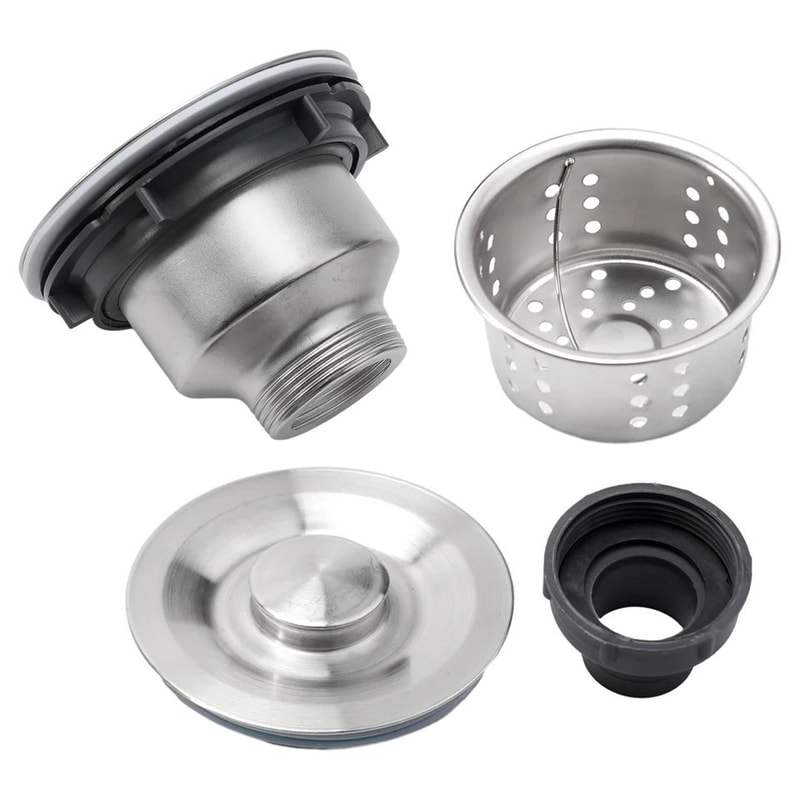 Kitchen Sink Drain Assembly With Basket Strainer Stopper Waste Plug Filter For Basin Drain AntiCl 3