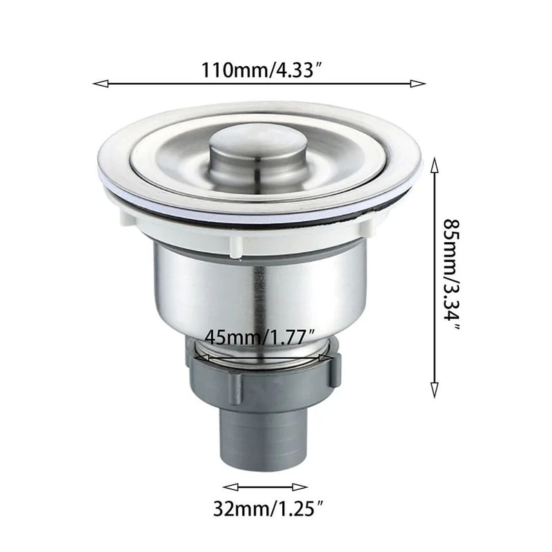 Kitchen Sink Drain Assembly With Basket Strainer Stopper Waste Plug Filter For Basin Drain AntiCl 5