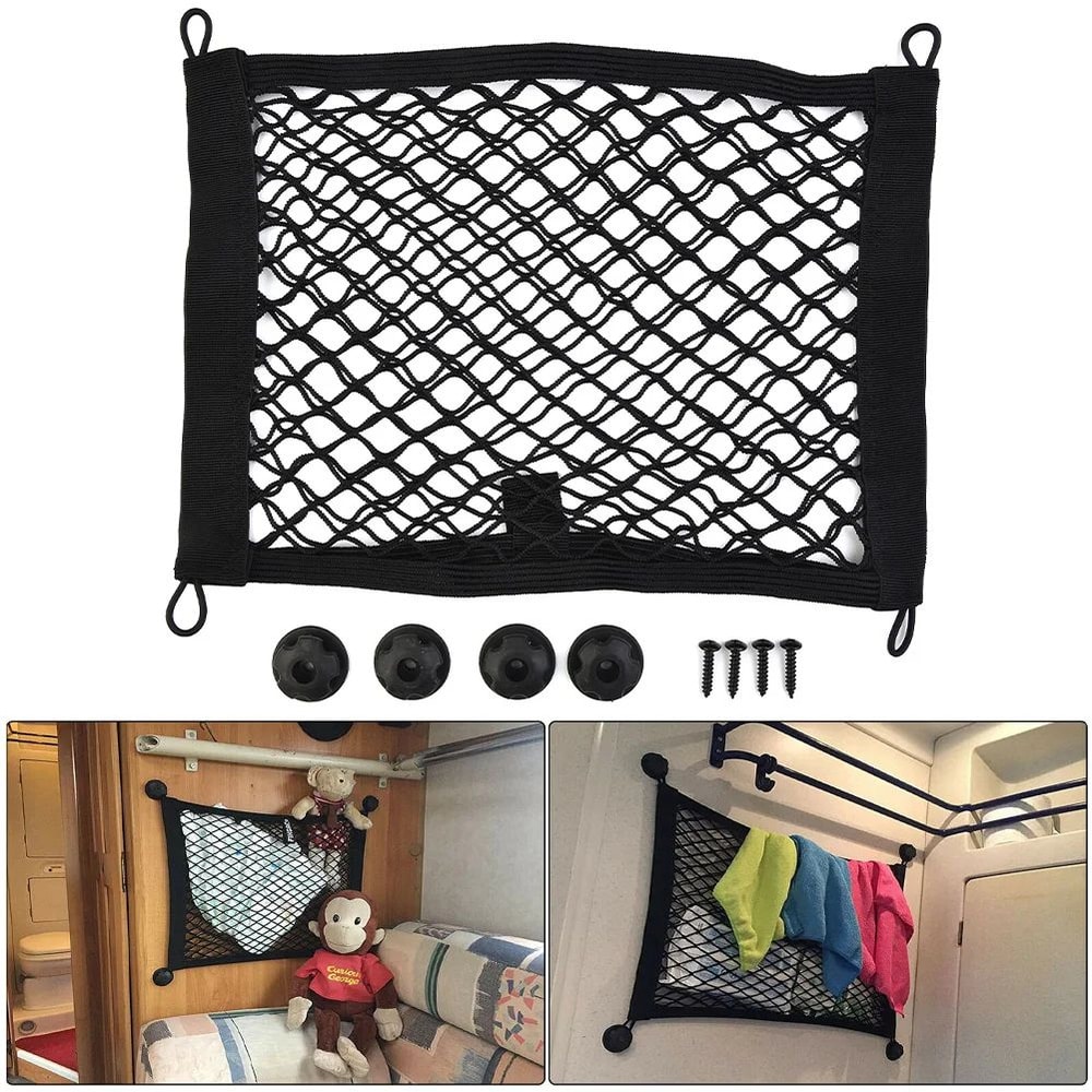 Car Trunk Storage Net Pocket 98x138in Mesh Organizer For Motorhome RV Boat Seat Back Cargo Holder 6