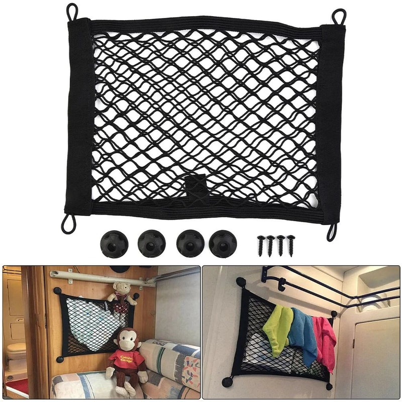 Car Trunk Storage Net Pocket 98x138in Mesh Organizer For Motorhome RV Boat Seat Back Cargo Holder 6