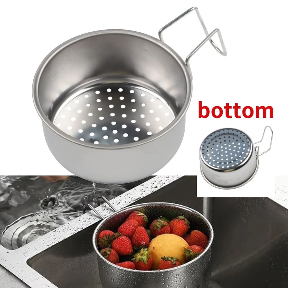 2in1 Hanging Sink Drain Basket Stainless Steel Kitchen Waste Strainer Filter For Food Scraps Vege 0