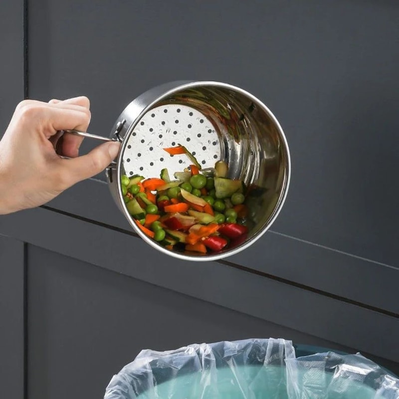 2in1 Hanging Sink Drain Basket Stainless Steel Kitchen Waste Strainer Filter For Food Scraps Vege 2