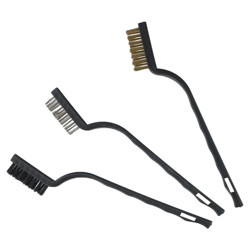 Mini Wire Brush Set Nylon Brass Stainless Steel Curved Handle Cleaning Brush For Rust Removal Poli 1