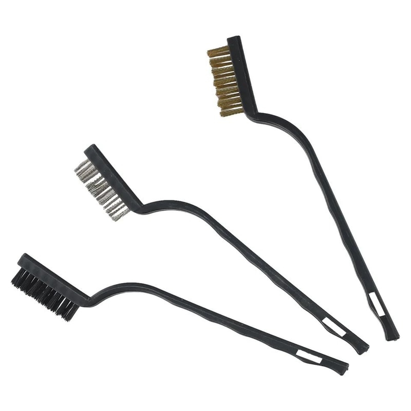 Mini Wire Brush Set Nylon Brass Stainless Steel Curved Handle Cleaning Brush For Rust Removal Poli 1