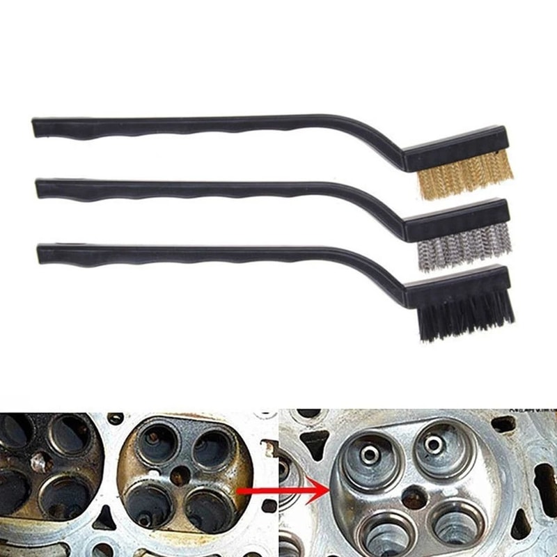 Mini Wire Brush Set Nylon Brass Stainless Steel Curved Handle Cleaning Brush For Rust Removal Poli 5