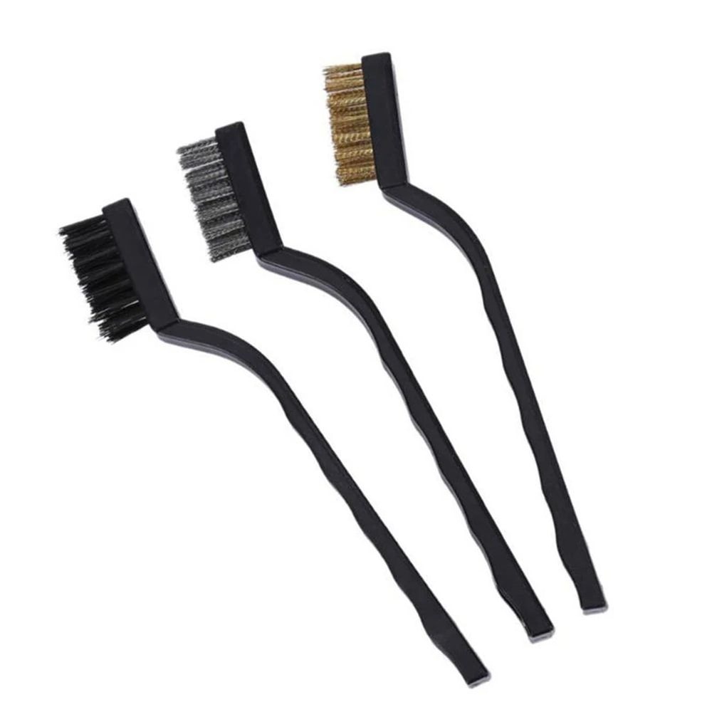 Mini Wire Brush Set Nylon Brass Stainless Steel Curved Handle Cleaning Brush For Rust Removal Poli 8