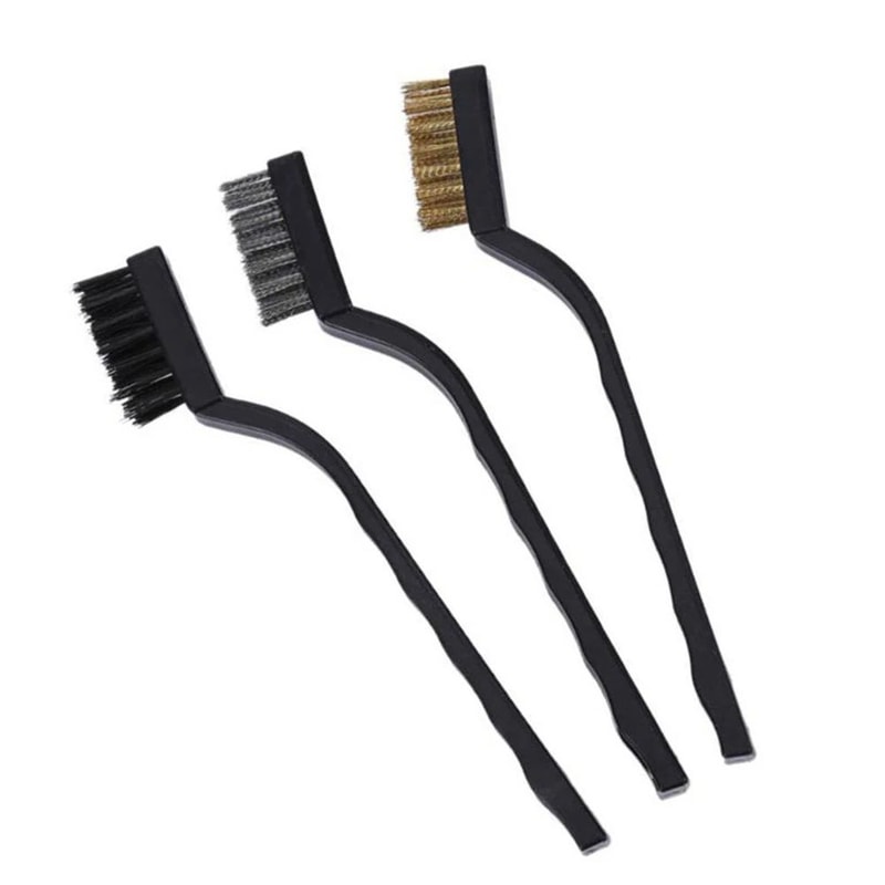 Mini Wire Brush Set Nylon Brass Stainless Steel Curved Handle Cleaning Brush For Rust Removal Poli 8